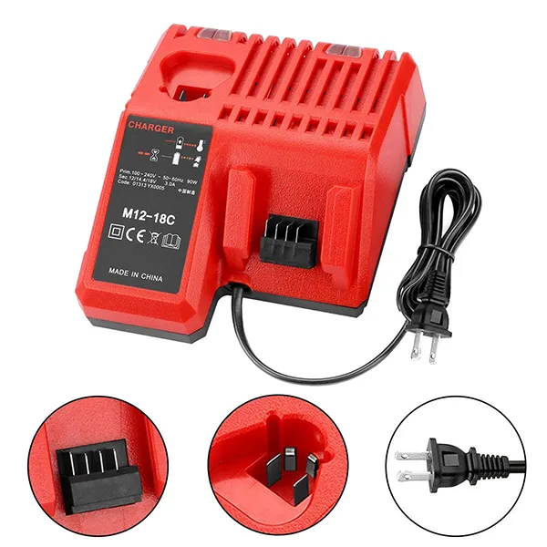 M12 M14 M18 Battery Charger M12-18C Replacement For Milwaukee 12V 14.4V 18V Lithium-ion Batteries